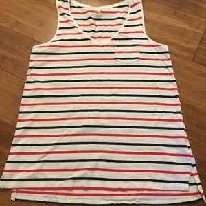 Old Navy red white and blue striped cotton pocket shirt